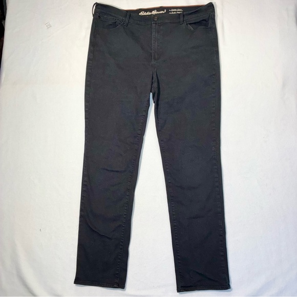 Eddie Bauer Slightly Curvy Slim Straight Black Womens Jeans Sz T20 - Picture 1 of 7